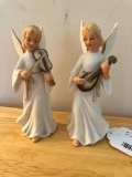 (2) Lefton Bisque Angel Musicians