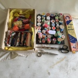 Misc. Sewing Items: Thread, Scissors, & More As Pictured