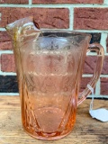 Vintage Pink Depression Pitcher W/Ice Lip