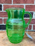 Vintage Green Depression Glass Pitcher