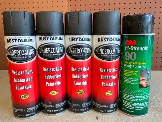 (4) Cans Of Rustoleum Undercoat & (1) Can Of Adhesive