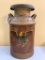 Antique 5 Gallon Painted Milk Can W/Lid & Eagle