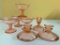 (7) Pcs. Of Pink Depression Glass In Swirl Pattern