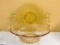 Yellow Depression Glass Double Handled Etched Bowl & Snack Dish
