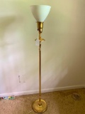 Brass Floor Lamp W/Milk Glass Shade