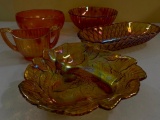 Group Of Carnival Glass Colored Glassware
