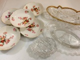 Interesting Group W/German Porcelain Dessert Bowls & Vintage Glassware