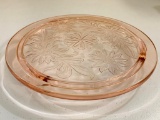 Vintage Pink Depression Glass Low Cake Plate In 