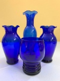 (4) Vintage Cobalt Vases