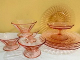 (9) Pcs. Of Vintage Pink Depression Glass