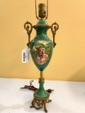 Nice Vintage Porcelain Lamp W/Renaissance Family