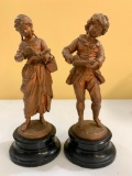 (2) Matching Statues Of Renaissance Boy & Girl W/Books