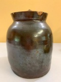 Brown Stoneware Crock W/Lid