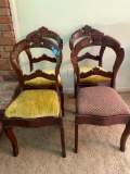 (4) Victorian Walnut Chairs W/Padded Seats