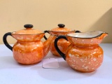 Vintage (3) Pc. Orange Lustre Teapot, Cream, & Sugar is 