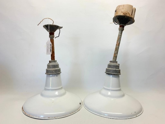 Pair of What Appear to be Vintage Porcelain Hanging Lights