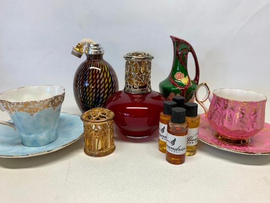 Group with Cups, Saucers, Air Fragrance Glass Globe with Scents and More