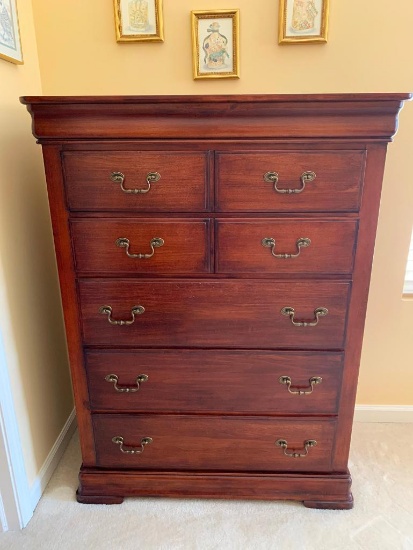 Mahogany Finish, Sold Wood Chest of Drawers