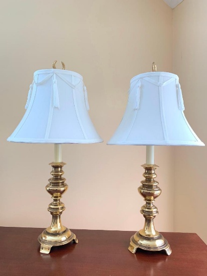 Pair of Madallion Lighting Corporation, Brass Lamps, 23" Tall