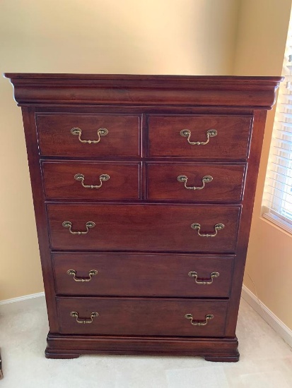Mahogany Finish, Sold Wood Chest of Drawers