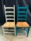 Two, Painted Ladder Back, Rush Bottom Chairs