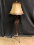 Metal Floor Lamp with Metal, Deer Accent and Fo-Leather Shade