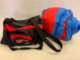 Shakespeare Ugly Stick Fishing Bag with Tackle and an American Camper Sleeping Bag