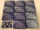 1999 to 2008 50 States Commemorative Quarters, Philadelphia Mint in Original Box and Cases