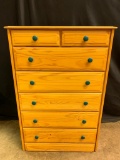 Pine Chest of Drawers with Painted Handles