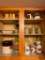 Upper Kitchen Cabinet of Mugs, Vase, A Chipped Crock and More!