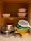 Kitchen Cabinet with a Piece of Corning Ware, Plastic Ware and More