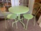 Painted Green, Outdoor Metal Cafe Table and Two Chairs