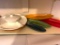 Ceramic Lazy Susan and Colorful Serving Trays