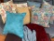 Group of Throw Pillows and Two Throws