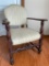 Ornate, Wood Arm Chair that has been Re-Covered