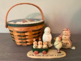 Christmas Basket with Small Christmas Figurines