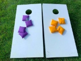 Cornhole Set with Purple and Yellow Bags