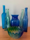 Group of Multi-Color Bottles and vases as Pictured