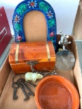 Super Cute Picture Frame, Wood Box and Magnifying Glass on Stand