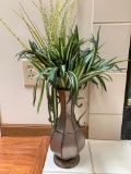 Small, Contemporary Tin Vase with Faux Flowers