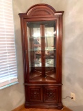 Solid Wood, Mahogany Finish Corner, Curio Cabinet