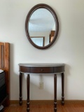 Wood Hall Table and Matching Mirror