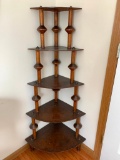 Interesting, Wood Corner Shelf with a Sewing Spindle Design