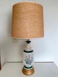 Ceramic Bedroom Lamp with Decorative Flowers