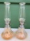 Pair of Small, Glass Oil Lamps