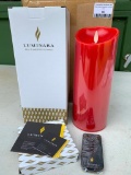 Set of 4 Luminara Real Flame Effect Candles, Red, New in Box, 9 Inches Tall