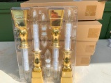 4 Sets of 4 Brushed Brass, Plastic, Battery Operated Candle Sticks