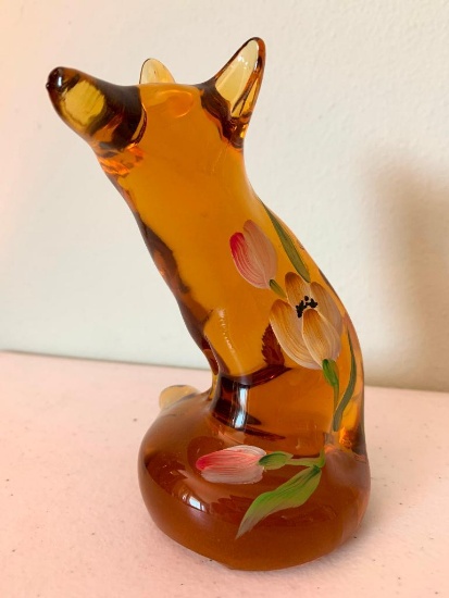 Hand Painted, Fenton Glass Fox