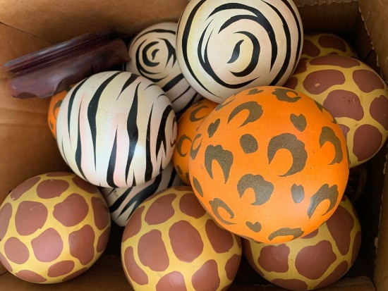 Group of Contemporary Ceramic, Decorative, Painted Balls