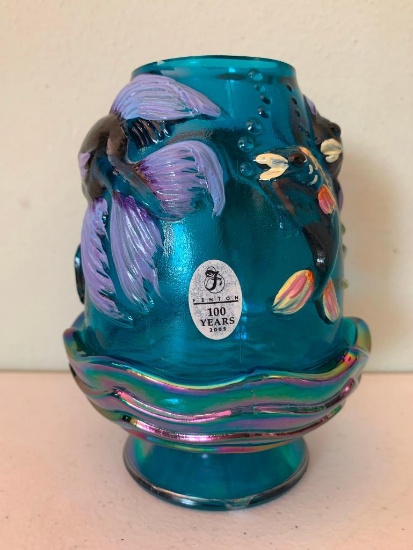 Hand Painted, 2005 Fenton Fairy Lamp with Paper Label Attahed
